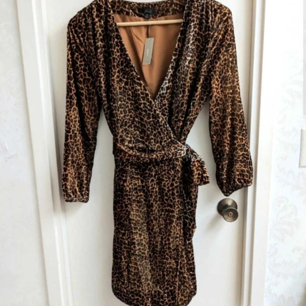 J. Crew Leopard Velvet Wrap Dress NWT